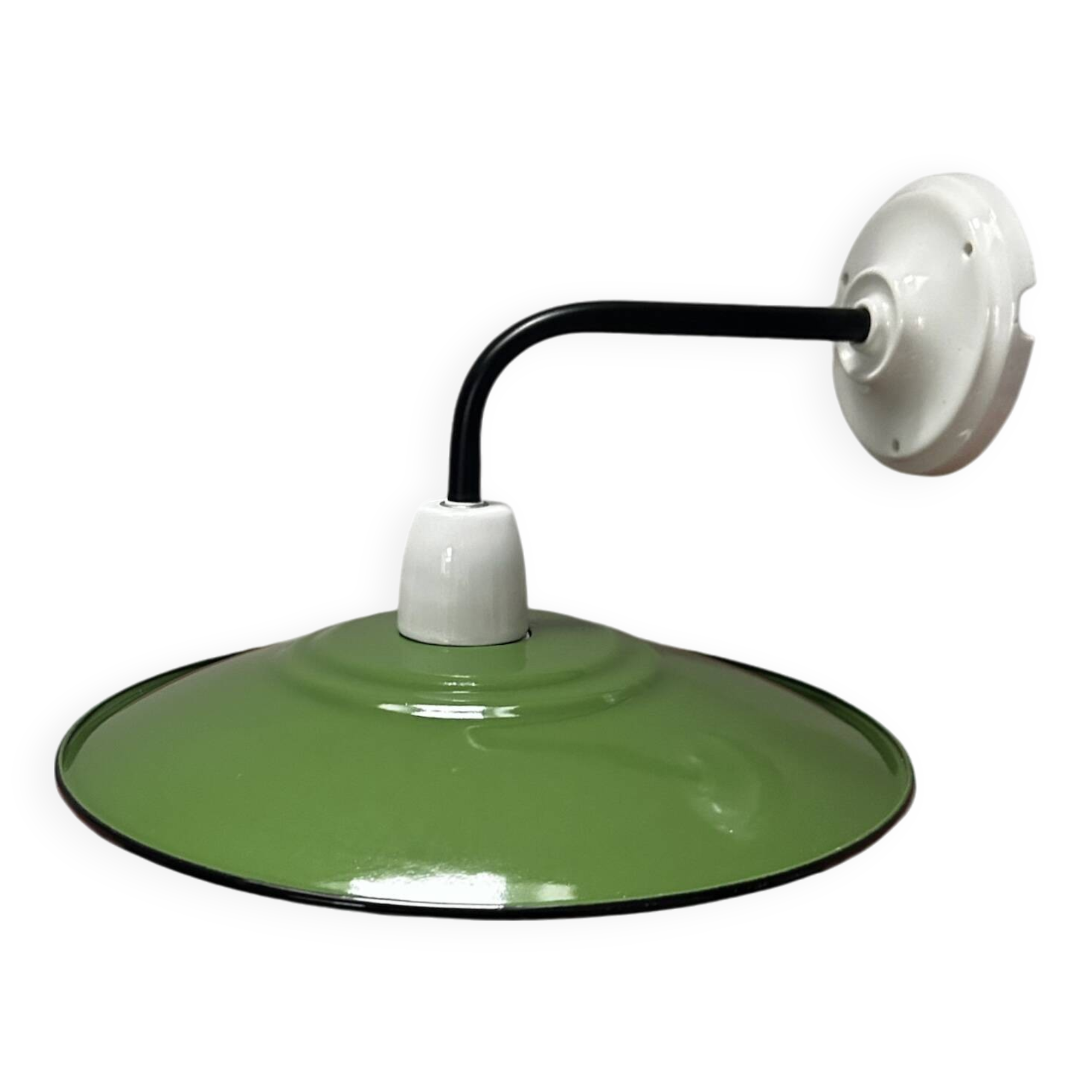 Green enamelled sheet metal wall light