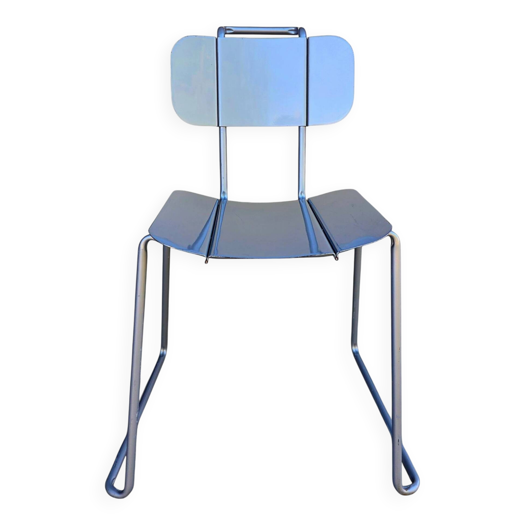 Modern Italian aluminum chairs by Tanzi, 1980