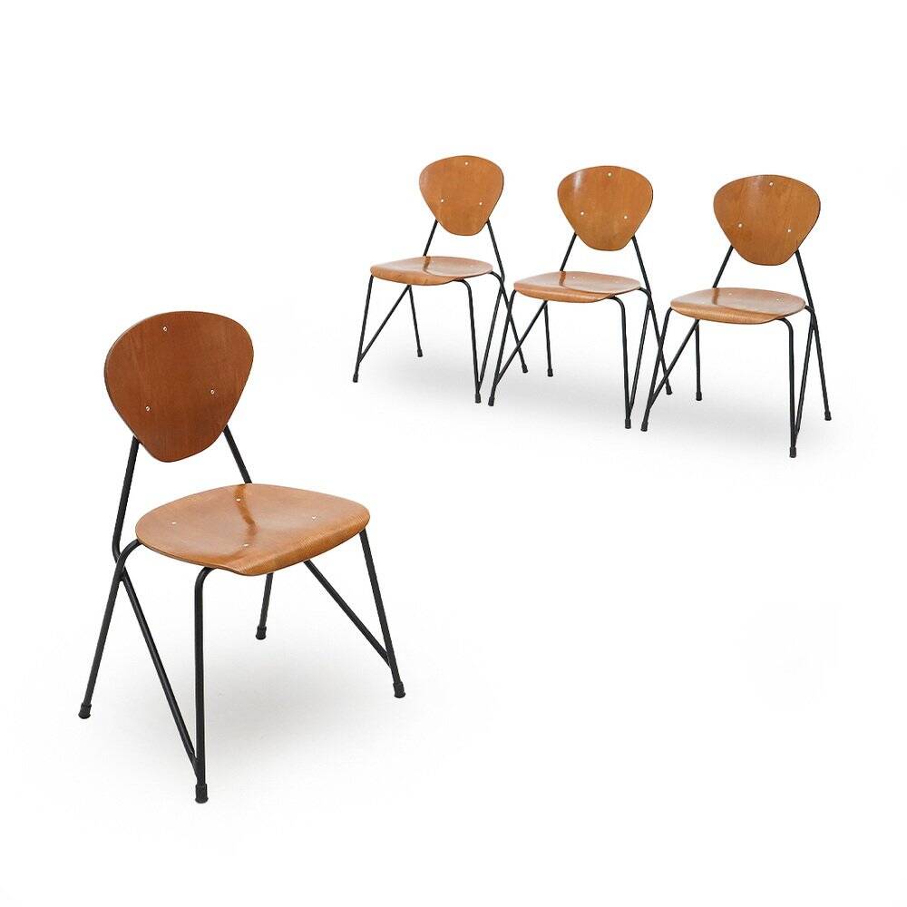 Vintage chairs by Aurelio Villari for Isa Bergamo, 1950s, set of 4.