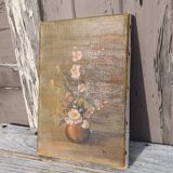 Canvas painting of a bouquet of flowers.