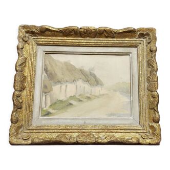 Watercolor gilded frame 19th century
