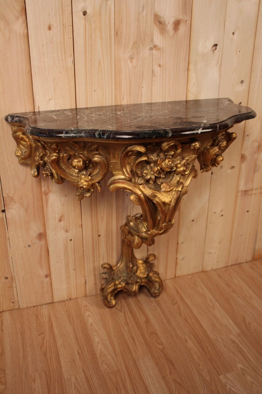 19th century golden wood console