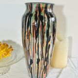Multi-colored dropper vase, signed NB 2004, 34 cm high.