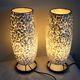 Paire de lampes de table- coquilles "argent" / blanc perle