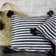 Berber cushion black lines and white medium
