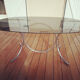 Vintage table glass smoked oval 1970