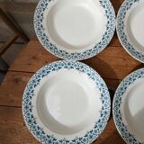 Set of 6 old Sarreguemines Digoin soup plates, Lucie model