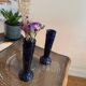 2 vintage cobalt blue pressed glass vases