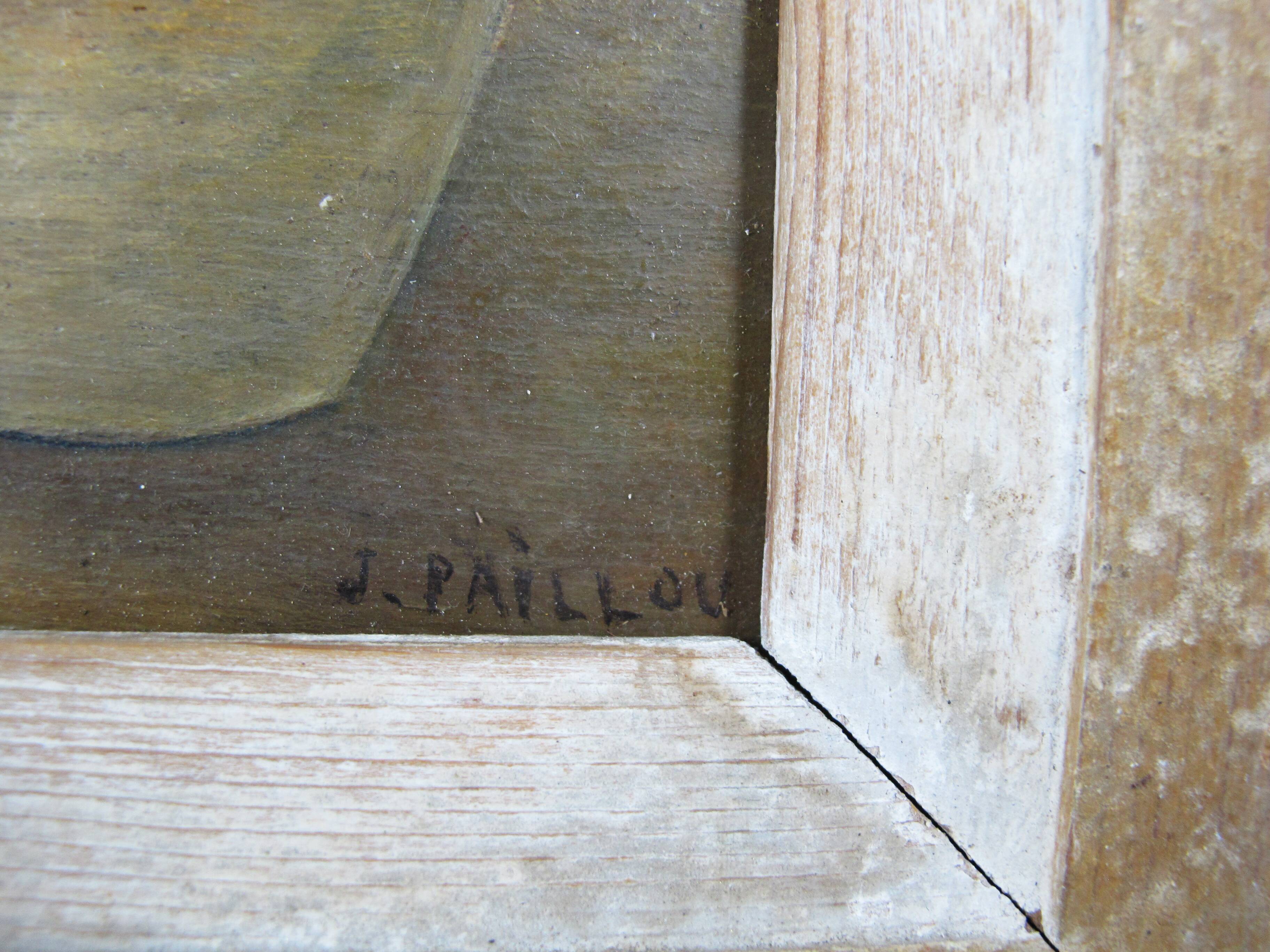 French painting oil on panel Still Life signed J. Paillou