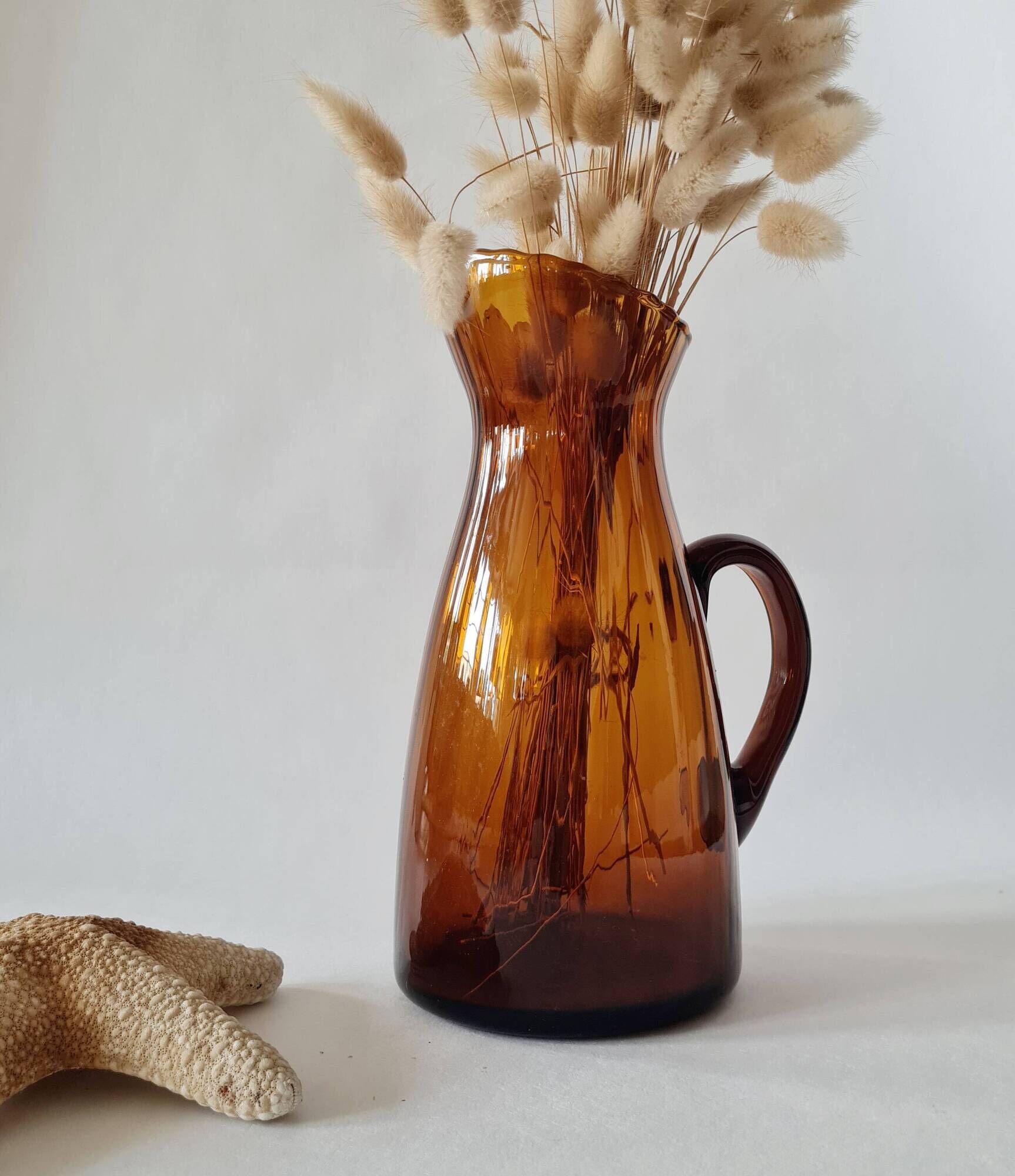 Amber glass carafe - lace neck