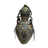 Berrada covered 62 cm amphora in faience of fez morocco