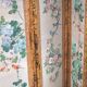 Screen in painted rice straw, bamboo and rattan with 5 panels - 1970