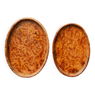 Pair of cedar burl trays