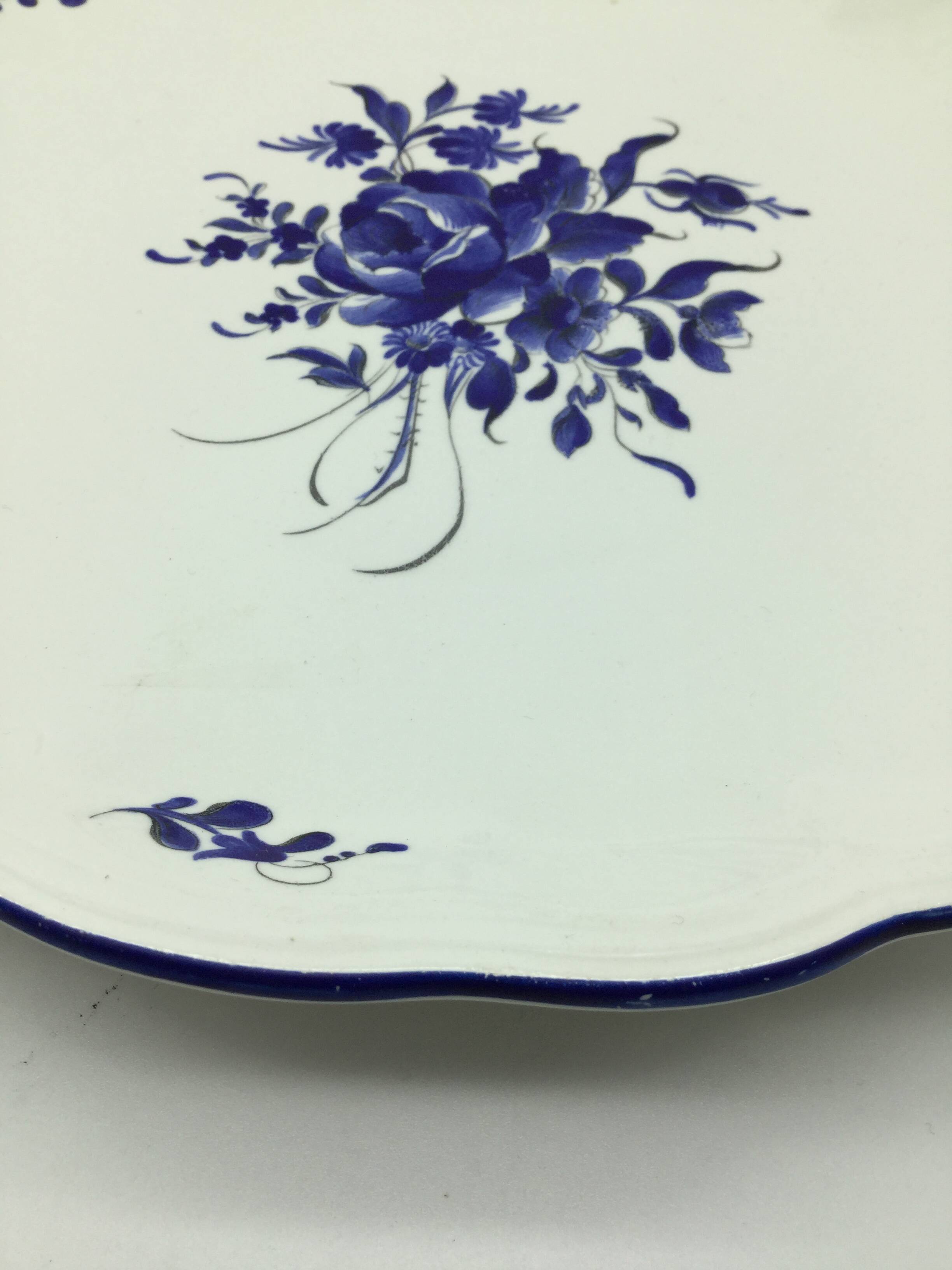 Large blue fire plate 28 cm, Lunéville tradition