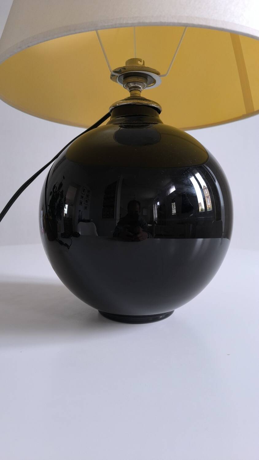 Black opaline ball lamp 1950