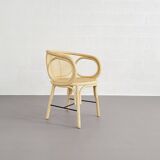Rattan and cane armchairs, set of 2
