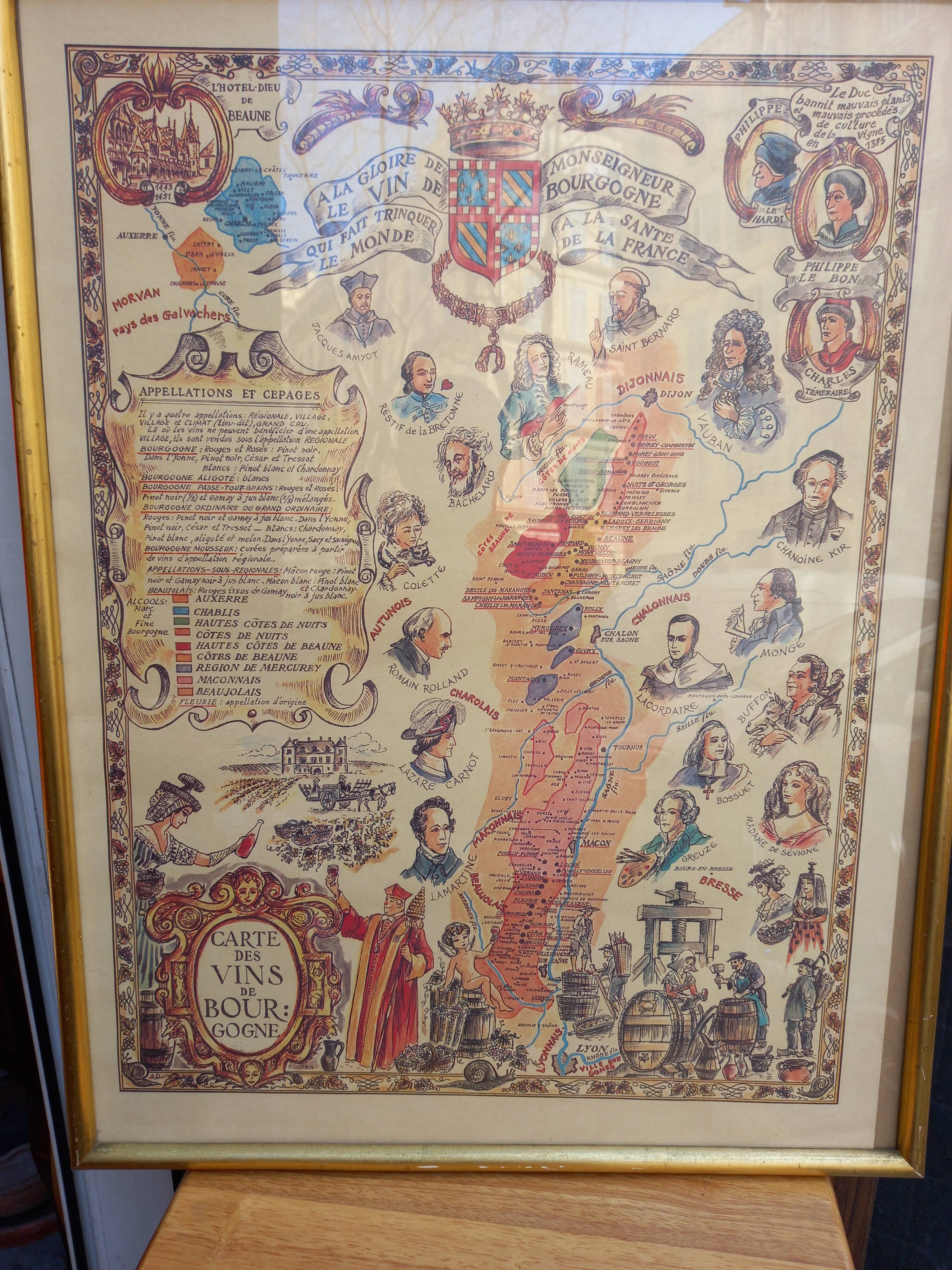 Poster framed burgundy wine