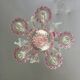 Small Venetian chandelier in colorless and red Murano glass, circa 1950