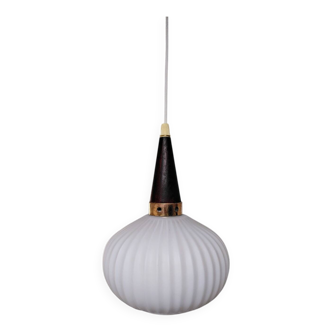Teak and opaline pendant light, 1960