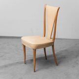 Ensemble de 6 chaises, simili cuir et bois, modernisme vintage années 50