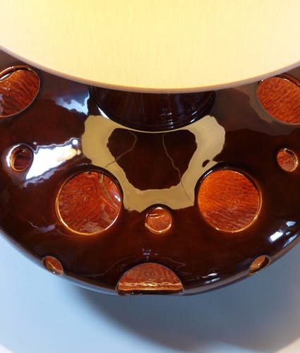Lamp "flying saucer" space age ceramic Brown