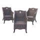 Set de 3 fauteuils en rotin des années 70