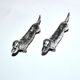 Set of 2 vintage animal knife rests, dachshund and basset hound, in silver-plated metal.