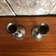 Old pair of silver metal candlesticks vintage pearl rank