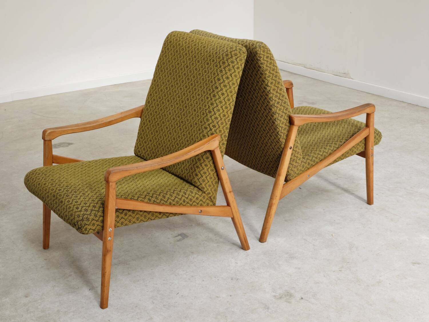Pair of light green armchairs by Jiri Jiroutek for Interier Praha, 1960