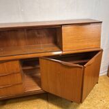 Mid Century Retro Vintage Teak Sideboard 1960 Bureau Flap + Cocktail Bar