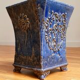 Vase en céramique bleu craquelée