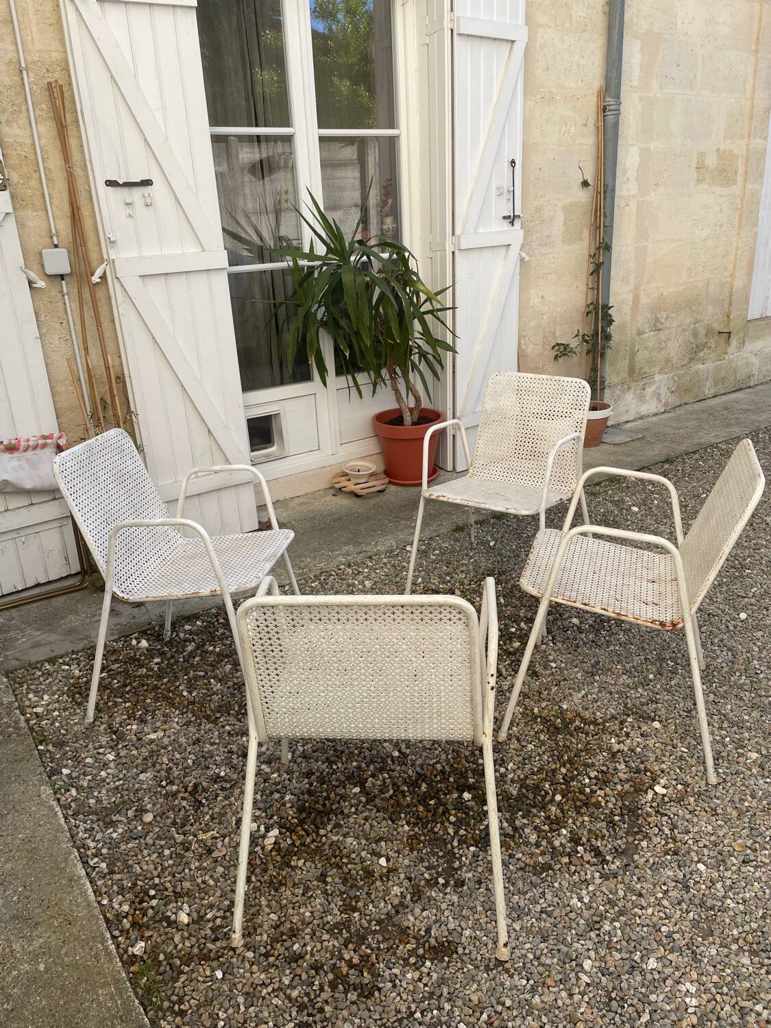 4 fauteuils de jardin style Matégot