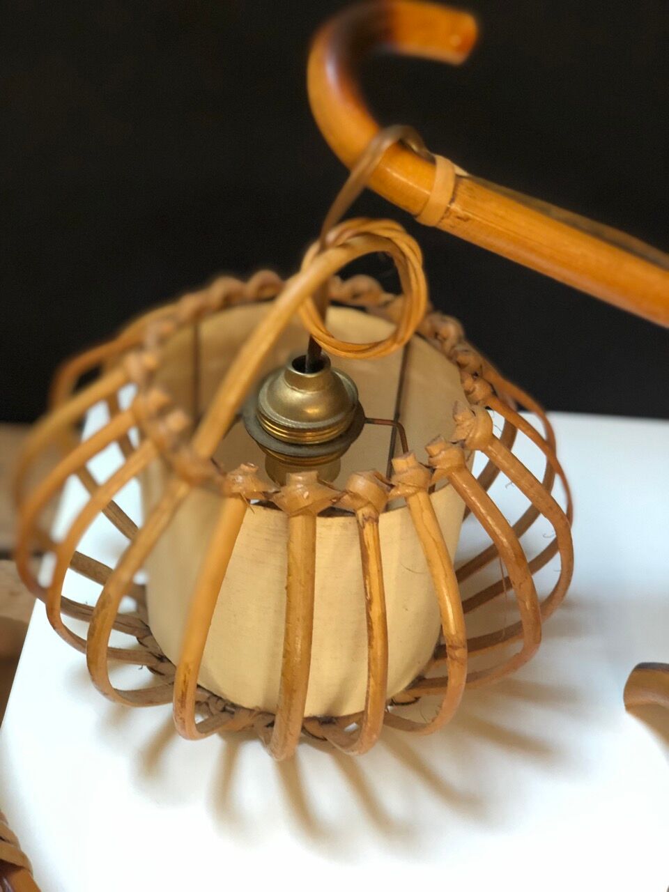 Vintage rattan wall lamps 60s, sold by 2