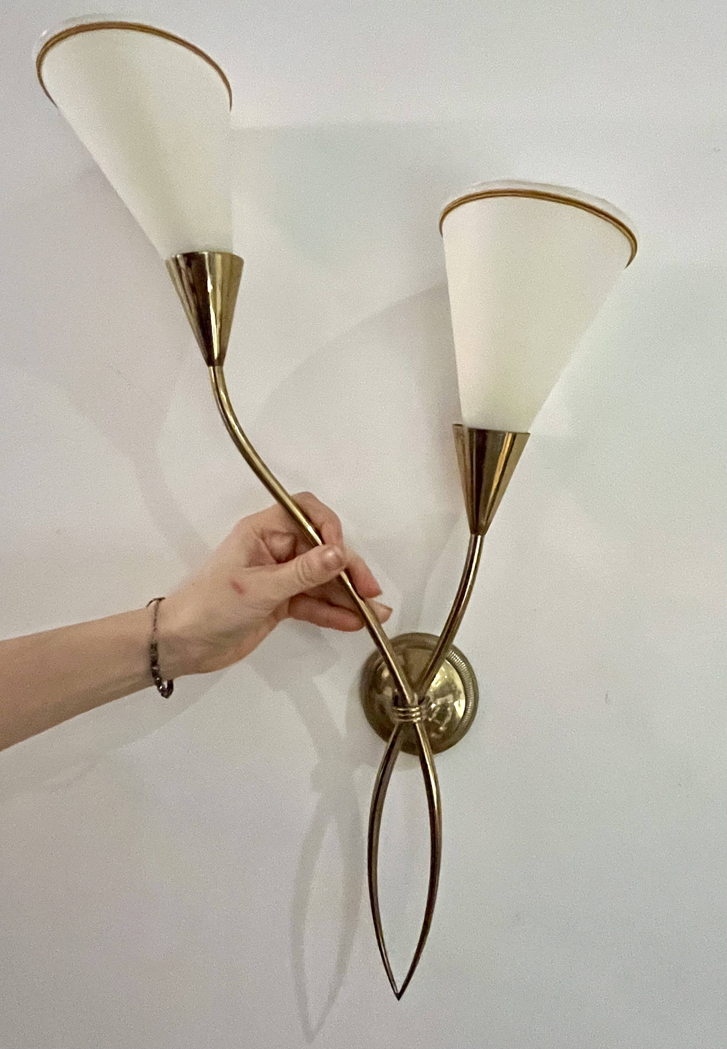 Pair of wall lights - Maison Arlus - Jean Royère style - Vintage