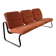 Strafor 3-seater bench, orange upholstery and sled base, 1970s.