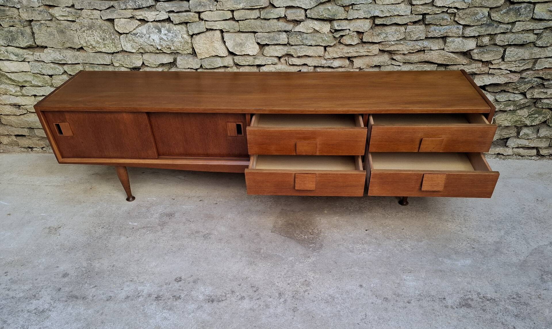 Low teak sideboard 200cm