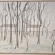 Oil painting on panel Winter landscape with snow Signed Bazin