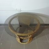 Vintage rattan round coffee table