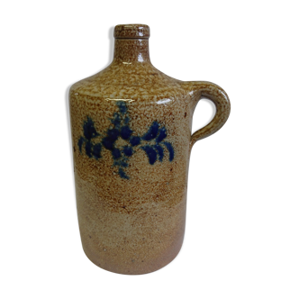 Speckled enamelled sandstone vase with blue décor