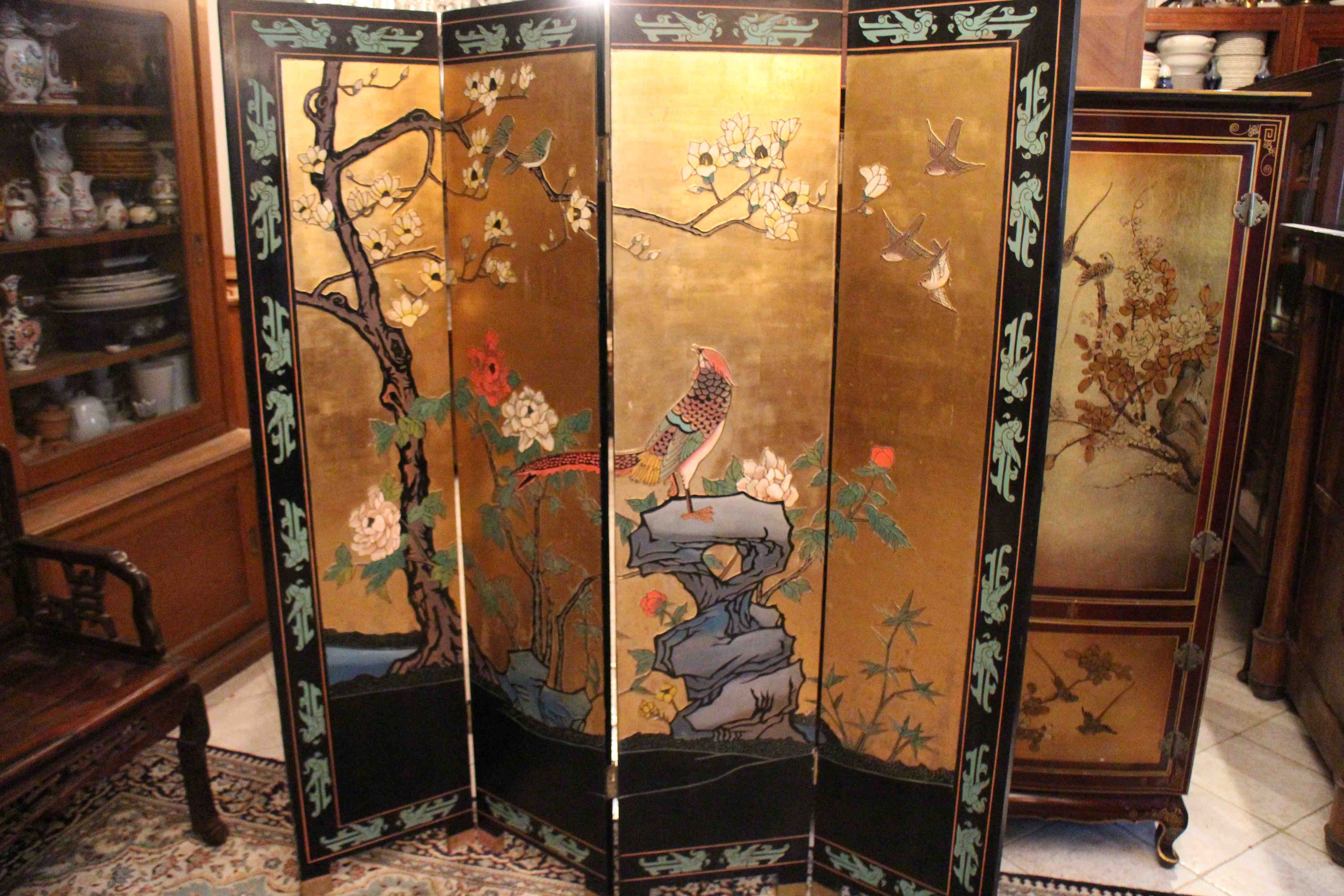 4-leaf screen lace-up decoration Far East Japan type Coromandel