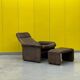 Vintage brown leather ds 50 by de sede, 1960s-1970s + stool