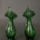 Pair of Marie Gregory vases in green floral decoration enamelled 1900