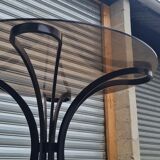 Space Age table in steel with smoked glass top, 1970