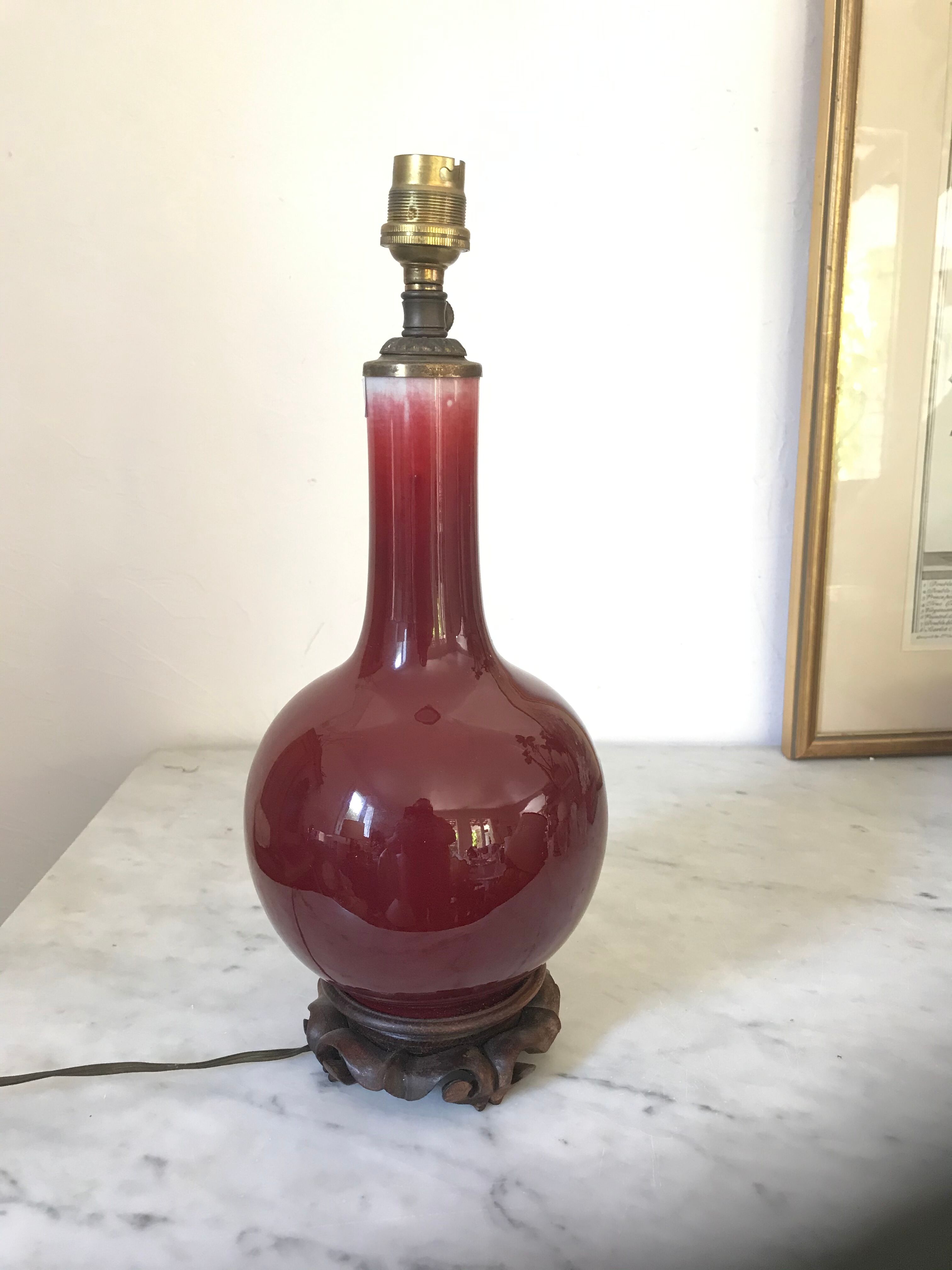 Vintage enamelled porcelain lamp