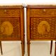 Pair of marquetry bedside tables decorated in marble façade Brèche d'Aleppo. Ref Toulouse.