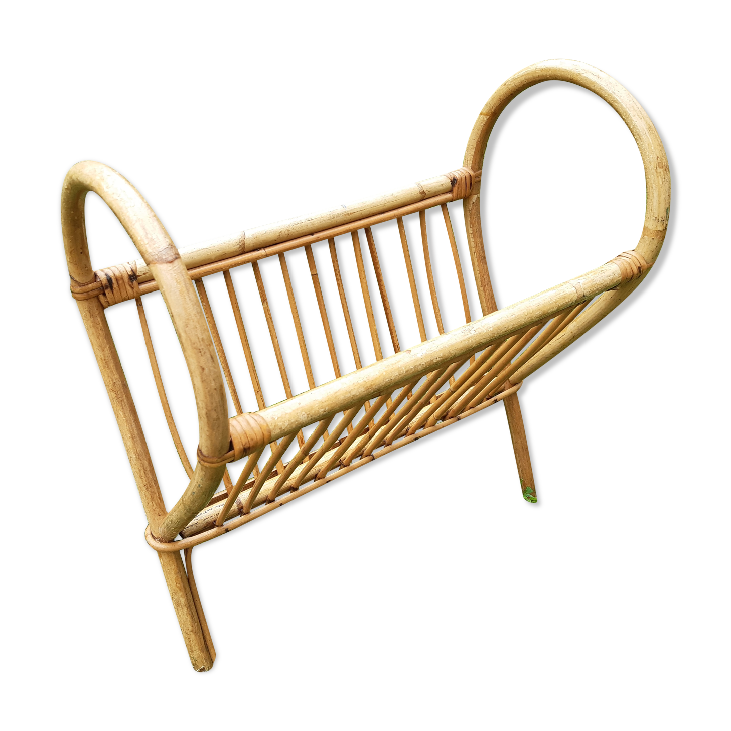 Rattan magazine door, vintage 60s