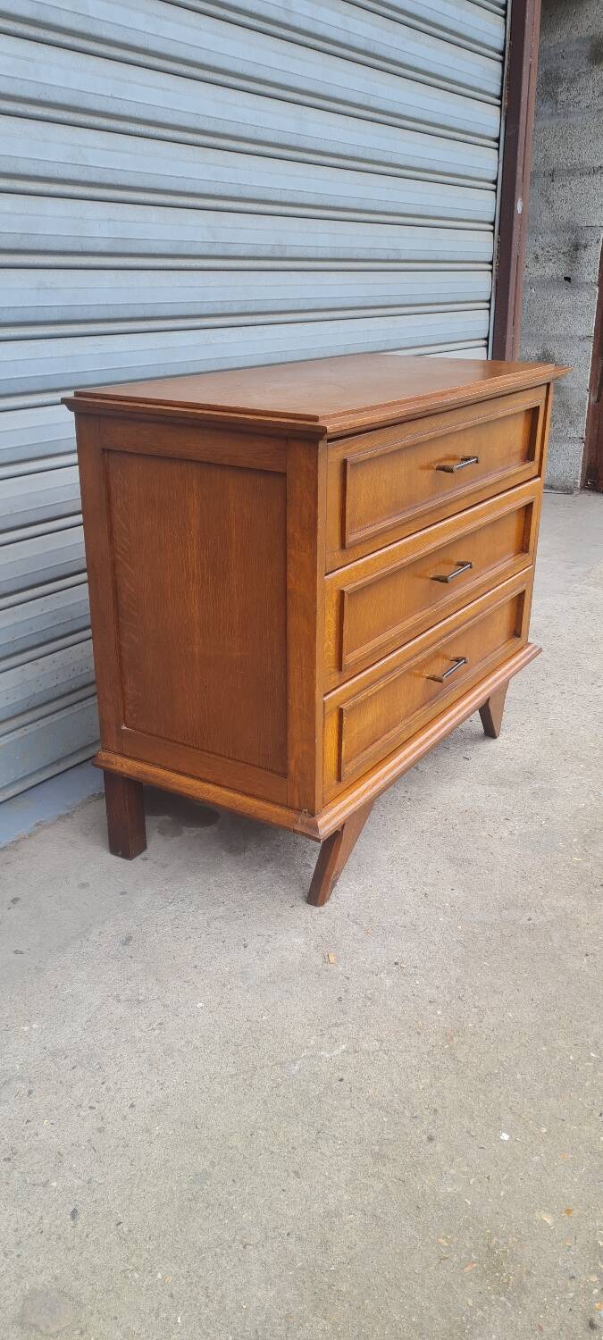 Oak compass foot chest of drawers 1960
