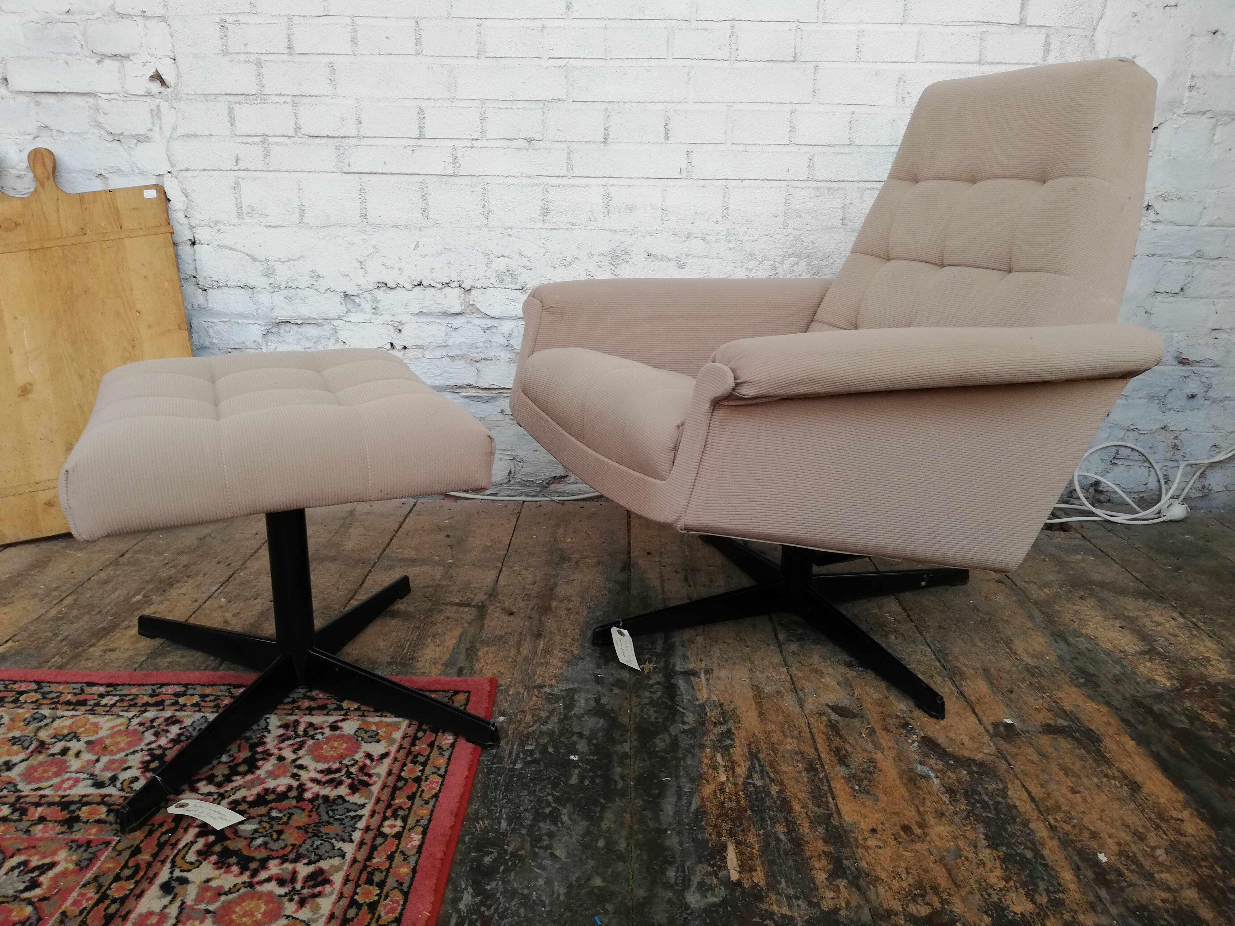 Armchair with Czech footrest, 1960, Munzar and Moravian