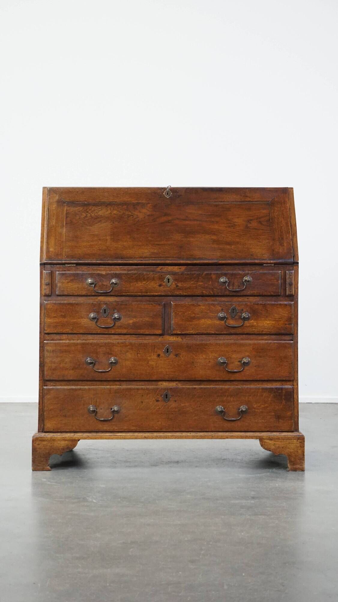 Large antique English oak secretaire from the 18th century