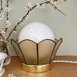Globe table lamp with vintage opaline and mother-of-pearl shade